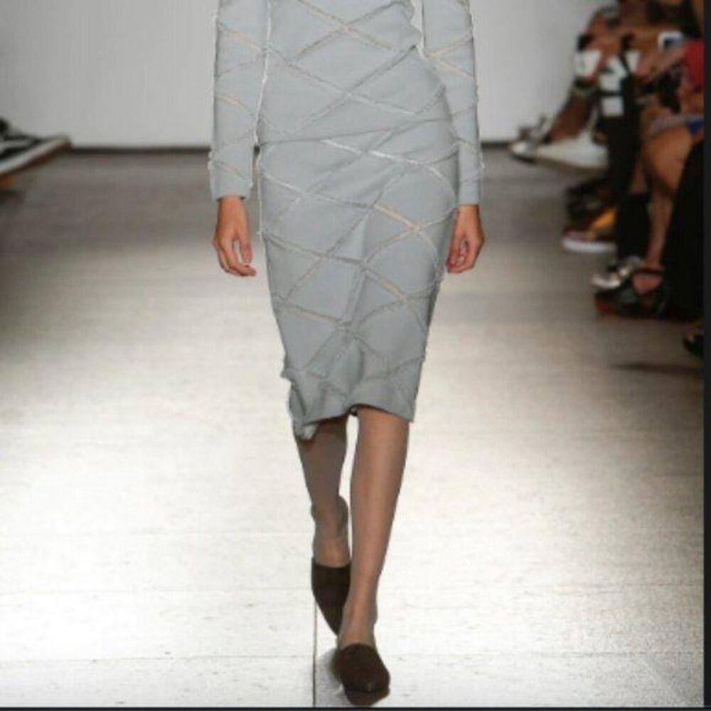 Calvin Lou Runway Spring Sweater Skirt Fringe Mesh